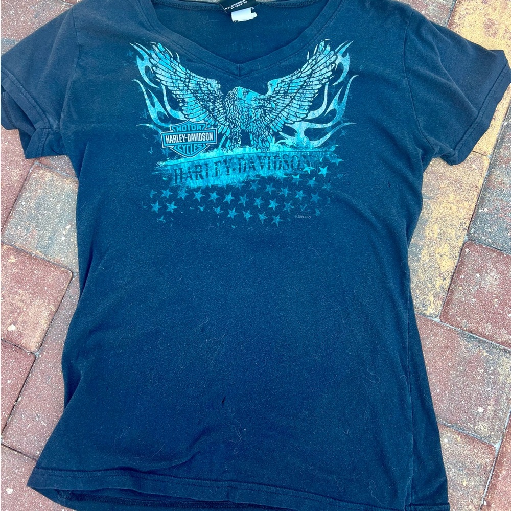Harley-Davidson Black T-Shirt with Blue Graphic